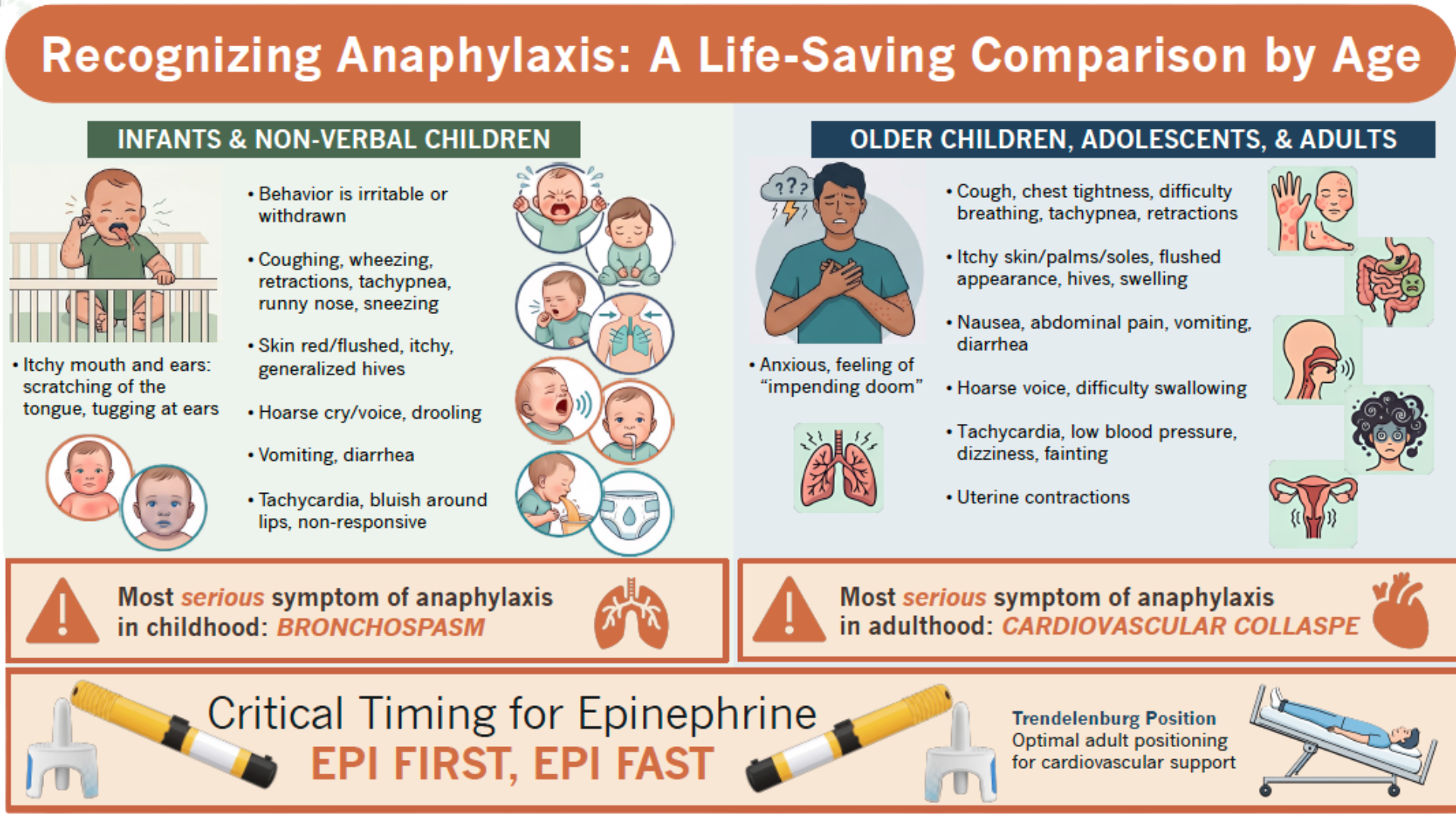 Age Comparison of Anaphylaxis Symptoms